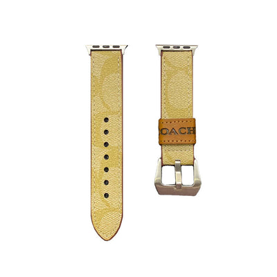 Leather Coach Apple Watch Band Dark brown