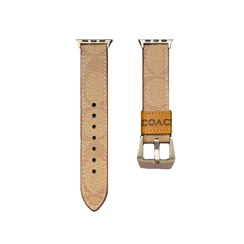 Leather Coach Apple Watch Band Dark brown
