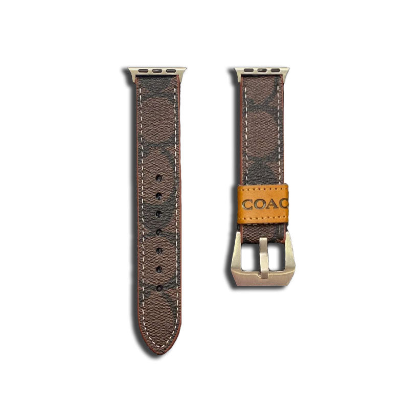Leather Coach Apple Watch Band Dark brown