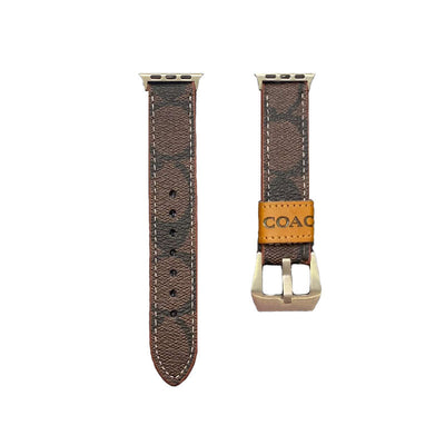 Leather Coach Apple Watch Band Dark brown