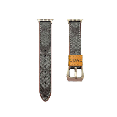 Leather Coach Apple Watch Band Dark brown