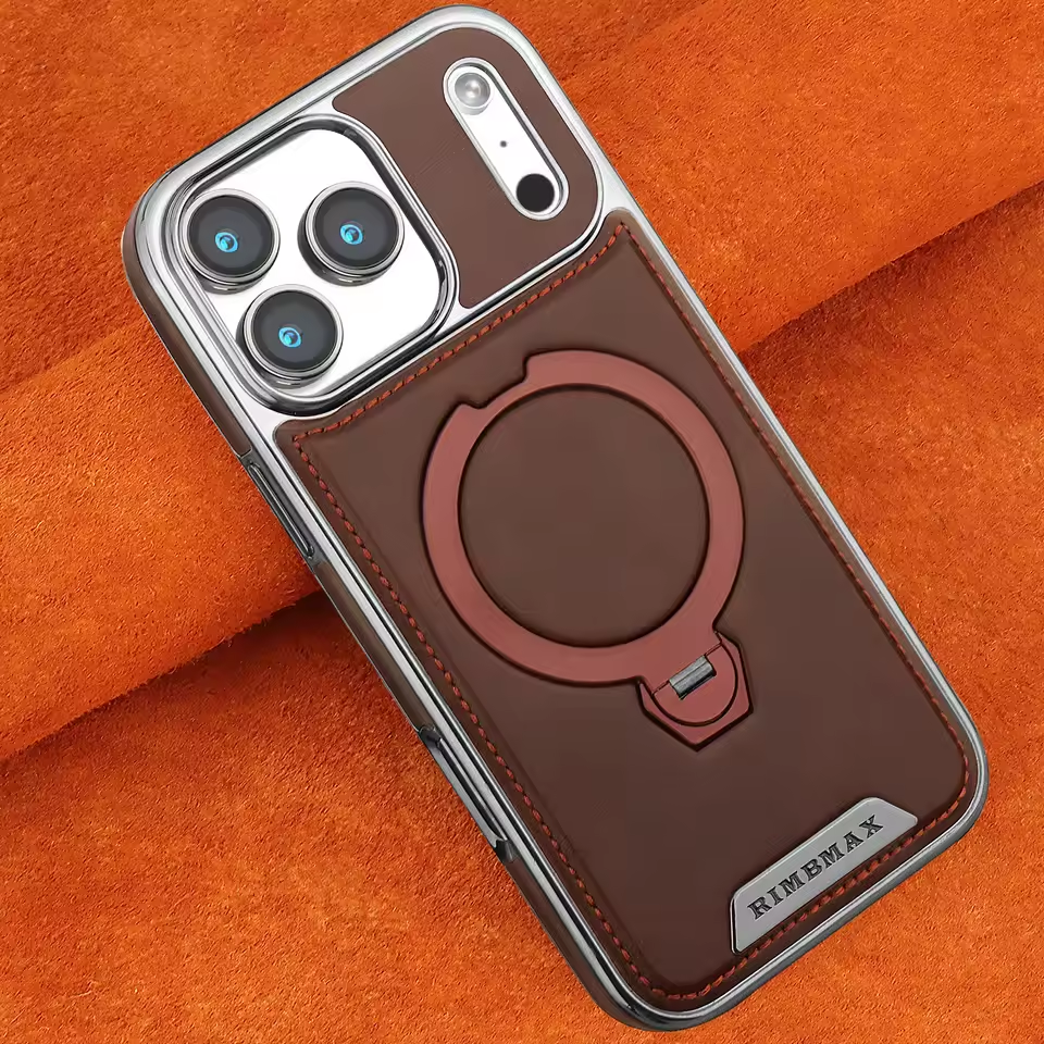 Premium Leather iPhone Case with Card Pocket or Ring Grip