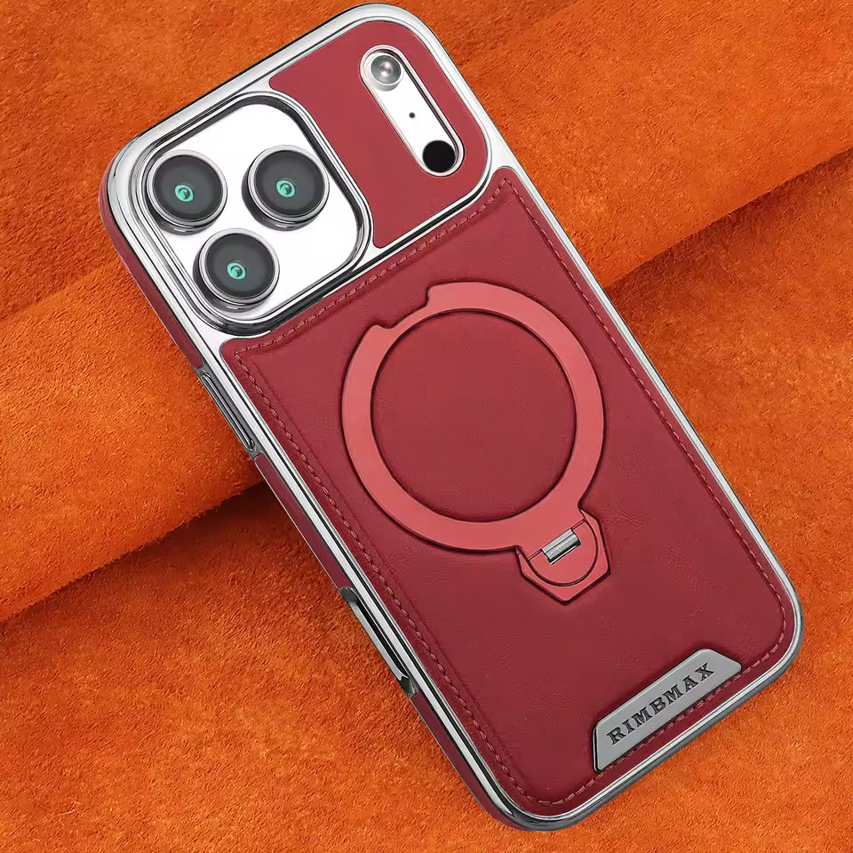 Premium Leather iPhone Case with Card Pocket or Ring Grip