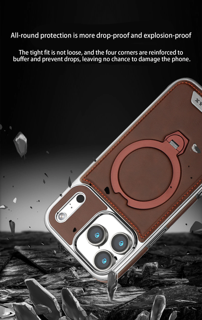 Premium Leather iPhone Case with Card Pocket or Ring Grip