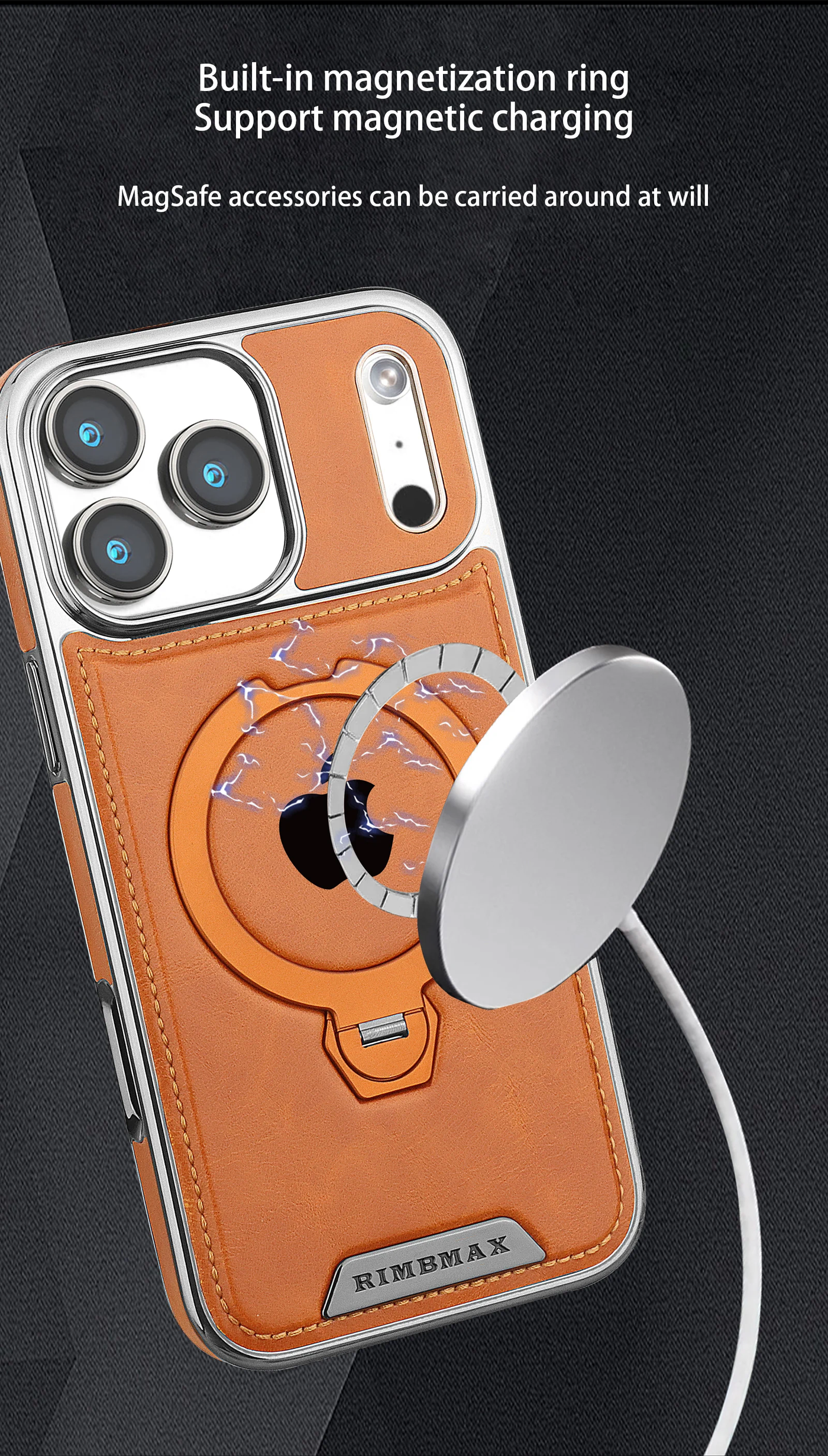 Premium Leather iPhone Case with Card Pocket or Ring Grip