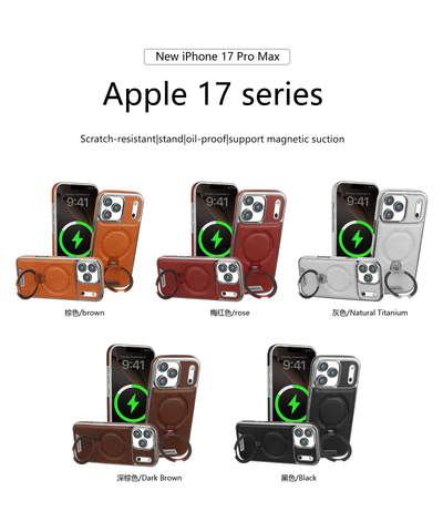 Premium Leather iPhone Case with Card Pocket or Ring Grip