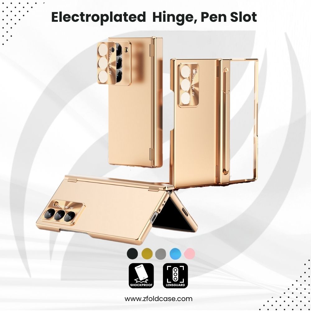 Electroplated Z Fold 6, 5, 4, 3 Hinge, Pen Slot Case