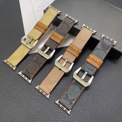 Leather Coach Apple Watch Band Dark brown