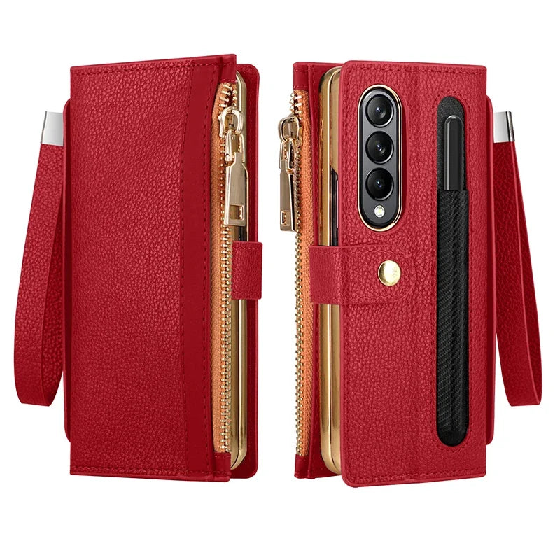 WalletGuard Z Fold 6, 5, 4, 3 Leather Case with Pen Holder