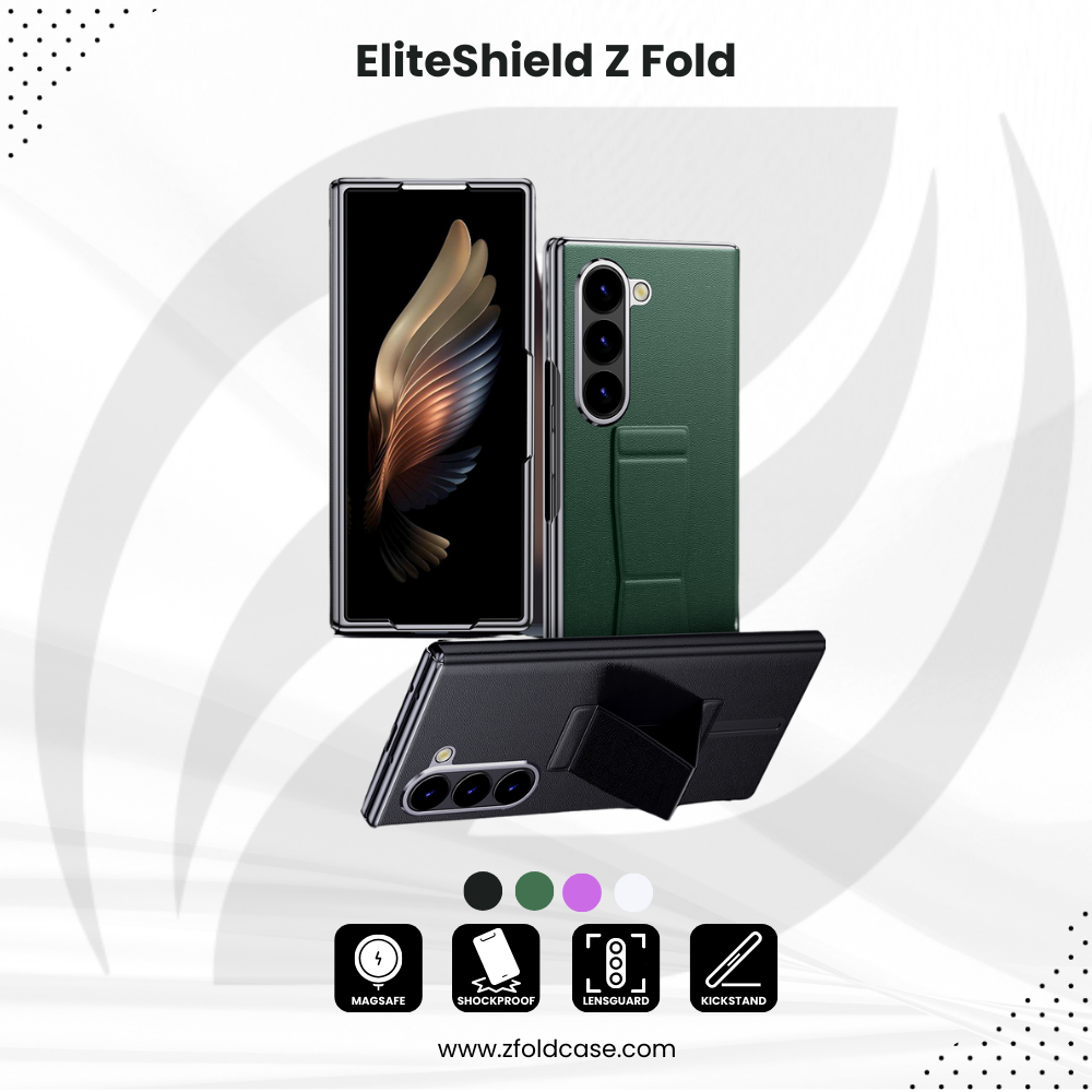 EliteShield Z Fold 6, 5 Leather Wrist Strap Case