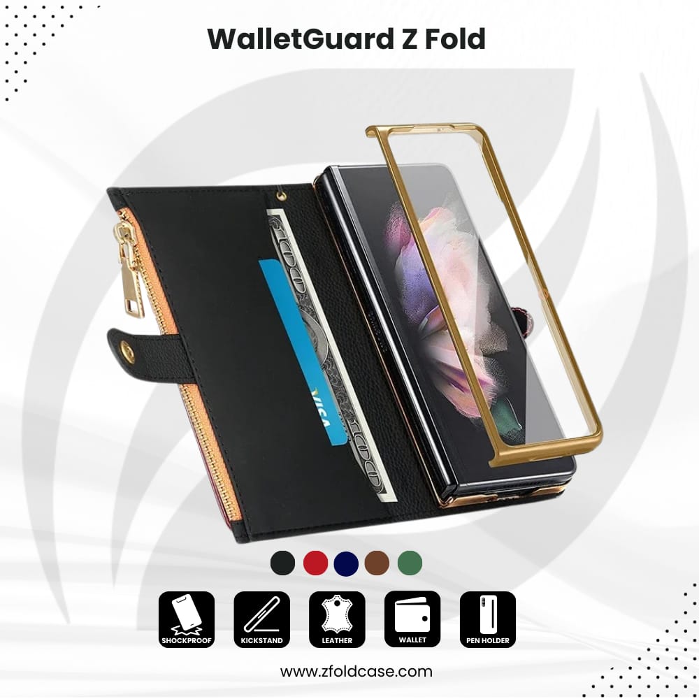 WalletGuard Z Fold 6, 5, 4, 3 Leather Case with Pen Holder