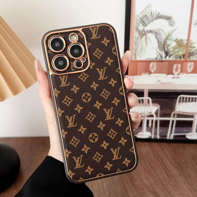 Premium Leather Gold Case For iPhone