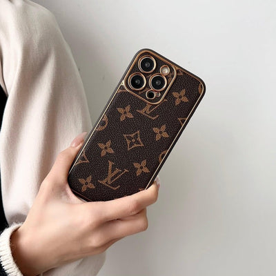 Premium Leather Gold Case For iPhone