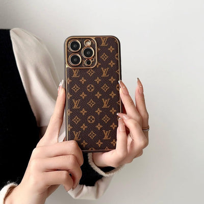 Premium Leather Gold Case For iPhone