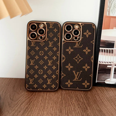 Premium Leather Gold Case For iPhone