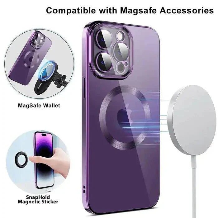 Sleek Electroplated Magnetic iPhone Charging Case