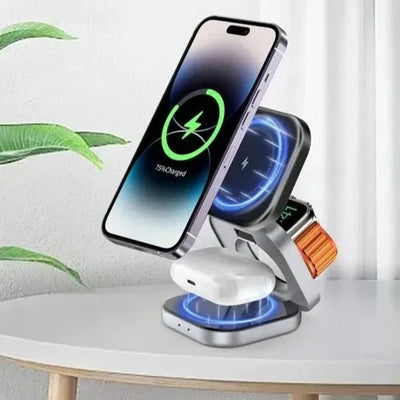 Foldable 3-in-1 Magnetic Wireless Charger Stand