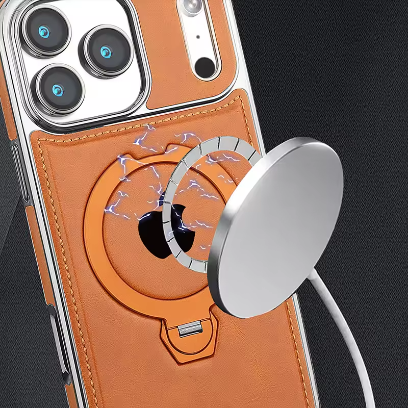 Premium Leather iPhone Case with Card Pocket or Ring Grip