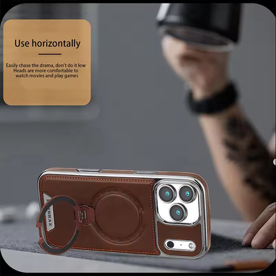Premium Leather iPhone Case with Card Pocket or Ring Grip