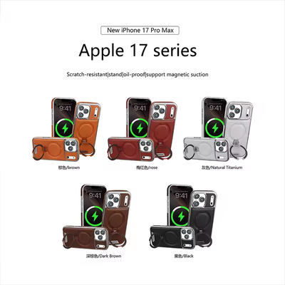 Premium Leather iPhone Case with Card Pocket or Ring Grip