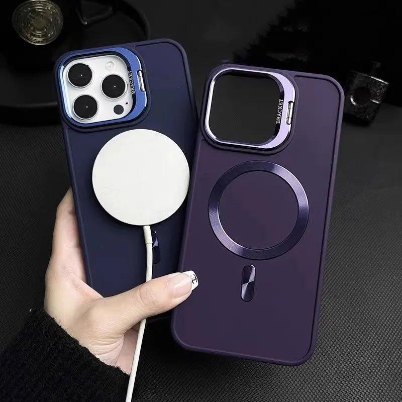 Metal Camera Holder Magnetic Phone Case for iPhone