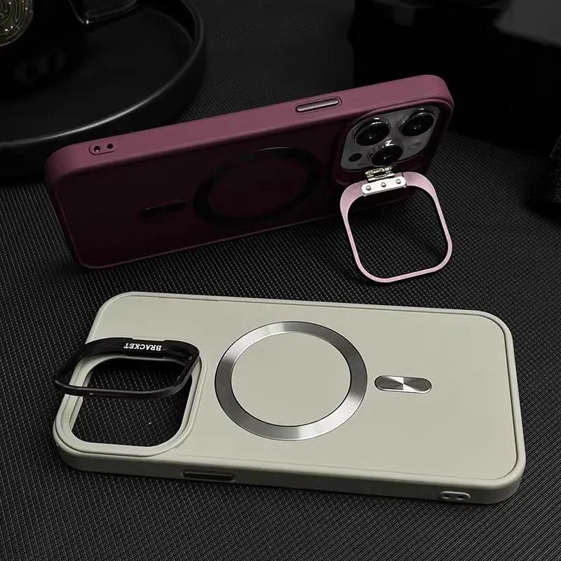 Metal Camera Holder Magnetic Phone Case for iPhone