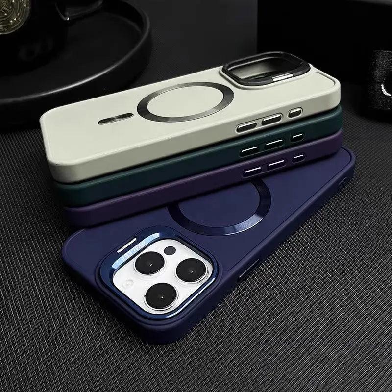 Metal Camera Holder Magnetic Phone Case for iPhone