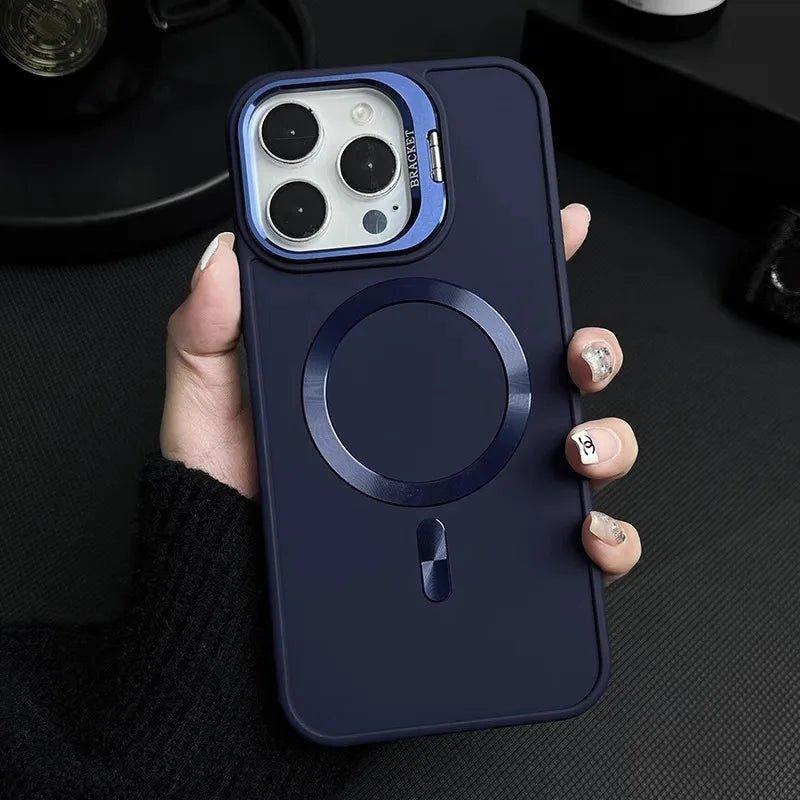 Metal Camera Holder Magnetic Phone Case for iPhone