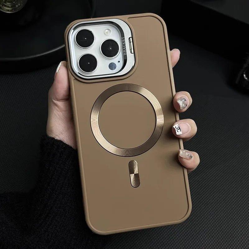 Metal Camera Holder Magnetic Phone Case for iPhone