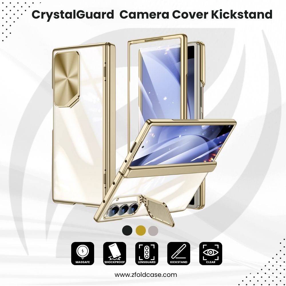 CrystalGuard Z Fold 6 Clear Camera Cover Kickstand Case