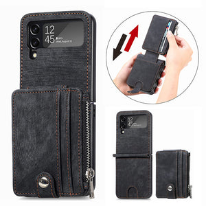 Luxury Fashion Leather Wallet Folding Case For Samsung Galaxy Z Flip 3 & Z Flip 4 - casestadium