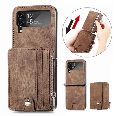 Luxury Fashion Leather Wallet Folding Case For Samsung Galaxy Z Flip 3 & Z Flip 4 - casestadium