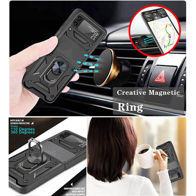 Drop Tested Cover with Magnetic Kickstand Car Mount Protective Case for Samsung Galaxy Z Flip4 Flip3 5G - casestadium