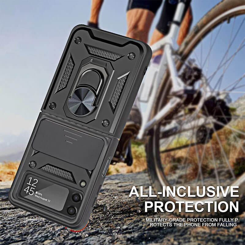Drop Tested Cover with Magnetic Kickstand Car Mount Protective Case for Samsung Galaxy Z Flip4 Flip3 5G - casestadium