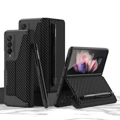 Luxury Folding Pen Slot Leather Case For Samsung Galaxy Z Fold 4 - casestadium