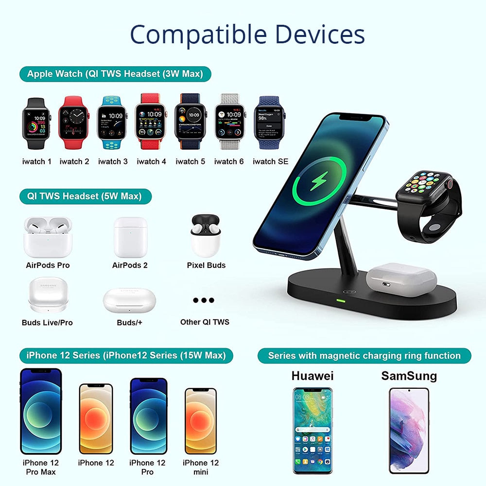 3 in 1 Magnetic Wireless Charging Station For iPhone,Apple Watch & AirPods