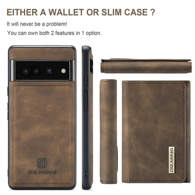 2 in 1 Magnetic Leather Case with Detachable Wallet For Google Pixel Series