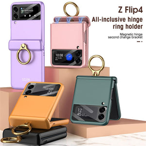 Armor Case with Ring Bracket Stand for Samsung Galaxy Z Flip 4 (Magnetic Hinge Cover) - casestadium