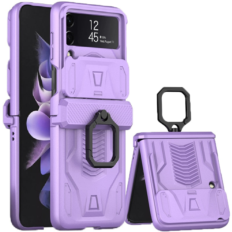 Magnetic Hinge All-Package Case For Samsung Galaxy Z Flip4 & Z Flip3 Case Back Slide Camera Protection - casestadium