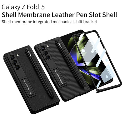 Leather Case with Bracket & Pen Slot For Samsung Galaxy Z Fold 6