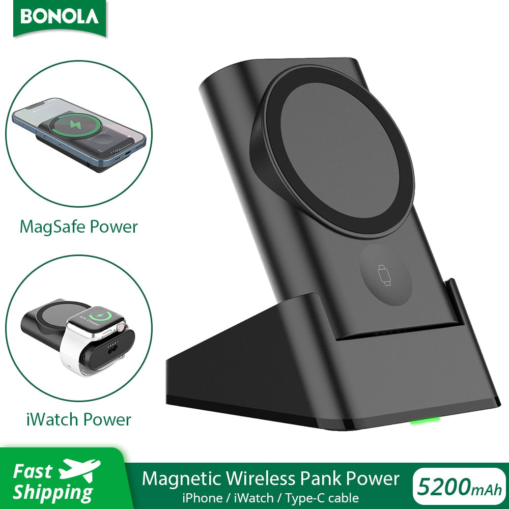 Wireless Magnetic Power Bank 2 in 1 for iPhone & Apple Watch