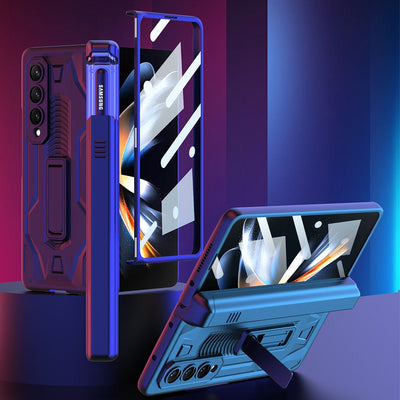 All-included Pen Case With Back Screen Glass Cover For Galaxy Z Fold 4 - casestadium