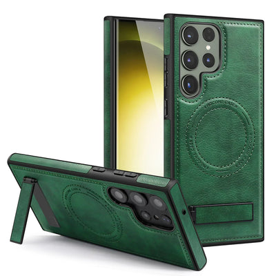 Leather Magnetic Case with Kickstand for Samsung Galaxy S24 Series