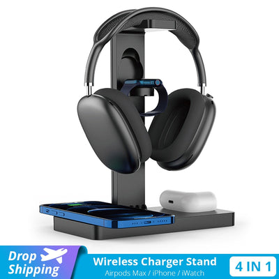 4 in 1 Wireless Charger Station, Stand For AirPods Max iPhone & Apple Watch