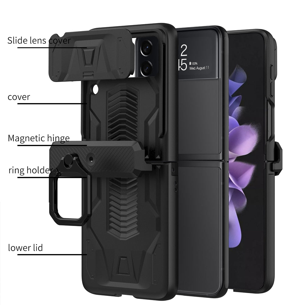 Magnetic Hinge All-Package Case For Samsung Galaxy Z Flip4 & Z Flip3 Case Back Slide Camera Protection - casestadium