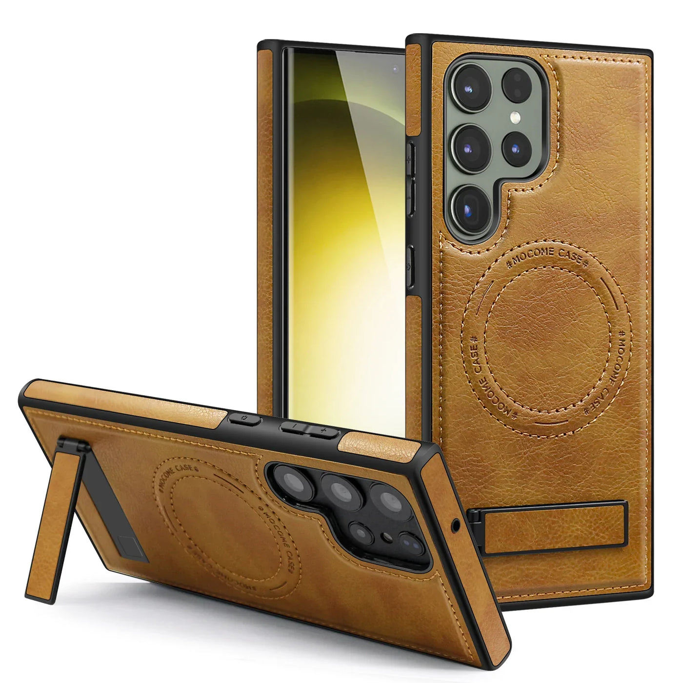 Leather Magnetic Case with Kickstand for Samsung Galaxy S24 Series