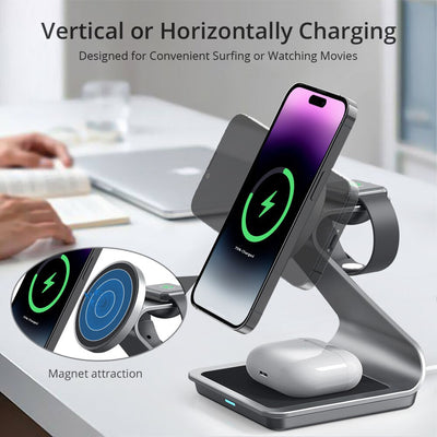3 in 1 Fast Magnetic Wireless Charger for iPhone