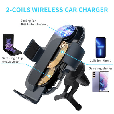 Dual Coil Car Wireless Charger For Samsung Galaxy Z Flip 4 - casestadium