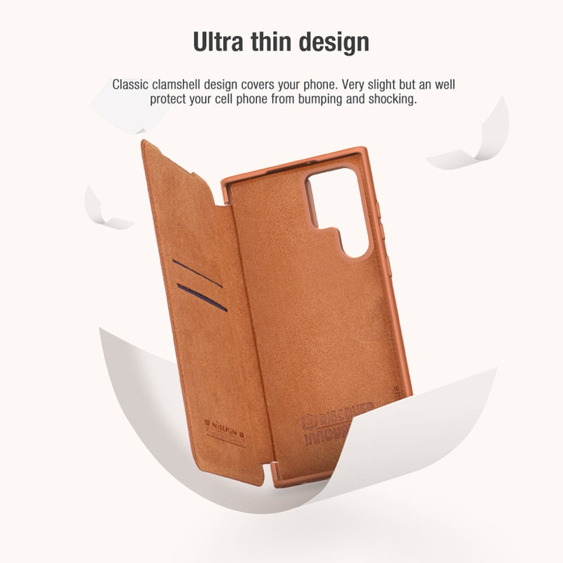 Ultra Leather Flip Cover Slide Camera Lens Protection Case For Galaxy S23 Ultra - casestadium