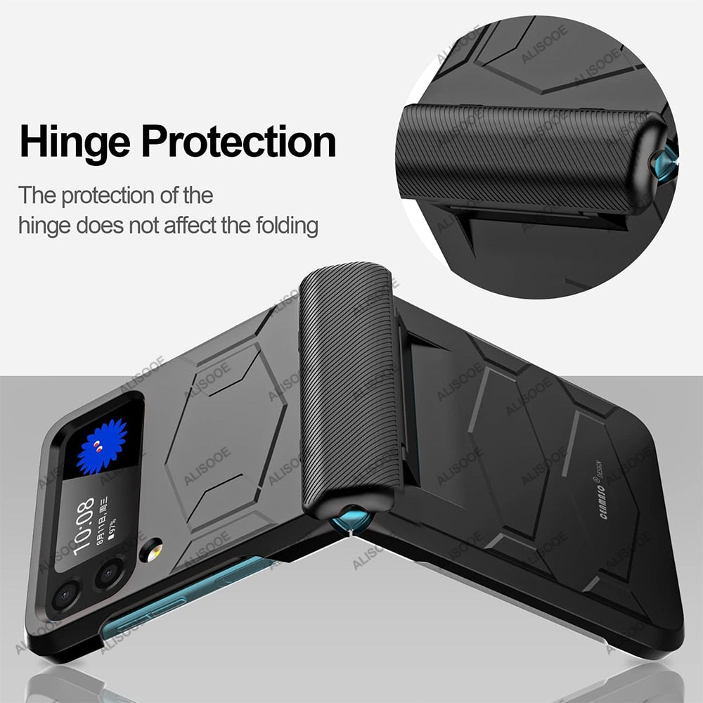 Hinge Full Protect Armor Hard Plastic PC Cover Z Flip4 Flip3 - casestadium